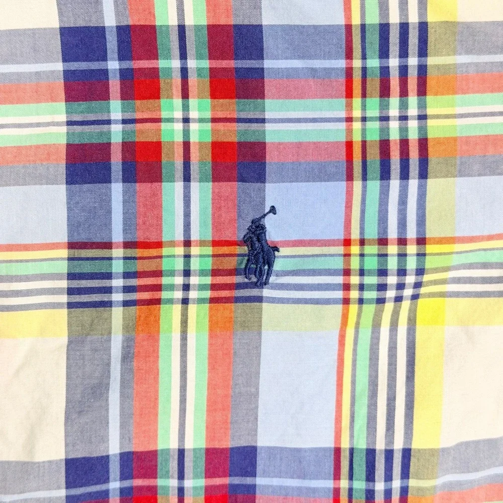 Ralph Lauren Button Down Shirt Boys XL Multicolor Madras Plaid Classic Pony Prep